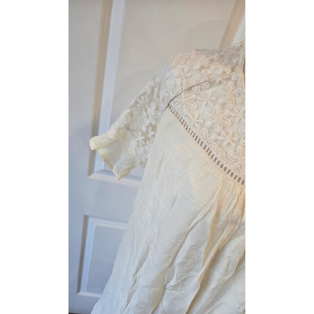 NWT Umgee Cream Lace Trim Short Sleeve Tunic Dress Women's Small - Picture 3 of 11